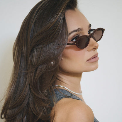 THE CITY - RICH BROWN CRYSTAL + BROWN + SUNGLASSES