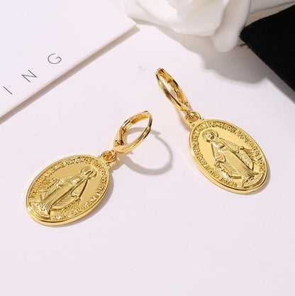 Miraculous Mary Religious Earrings