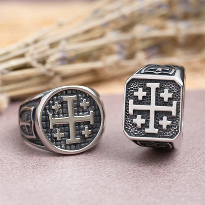 Jerusalem Cross Signet Ring