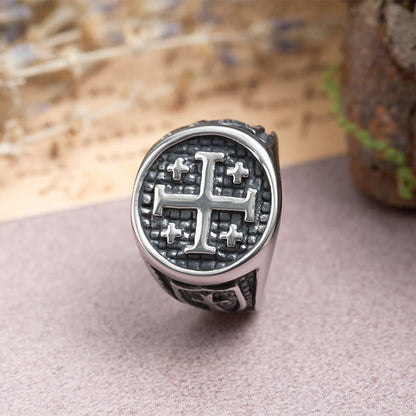Jerusalem Cross Signet Ring