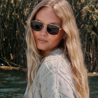 CHARLEY - GOLD + BROWN + POLARIZED SUNGLASSES