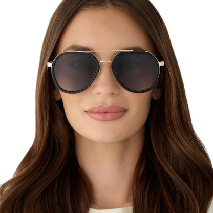 JOEY - BLACK + GOLD METAL + GREY GRADIENT + POLARIZED SUNGLASSES