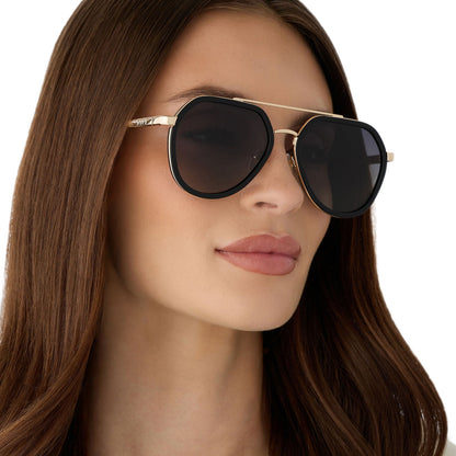 JOEY - BLACK + GOLD METAL + GREY GRADIENT + POLARIZED SUNGLASSES