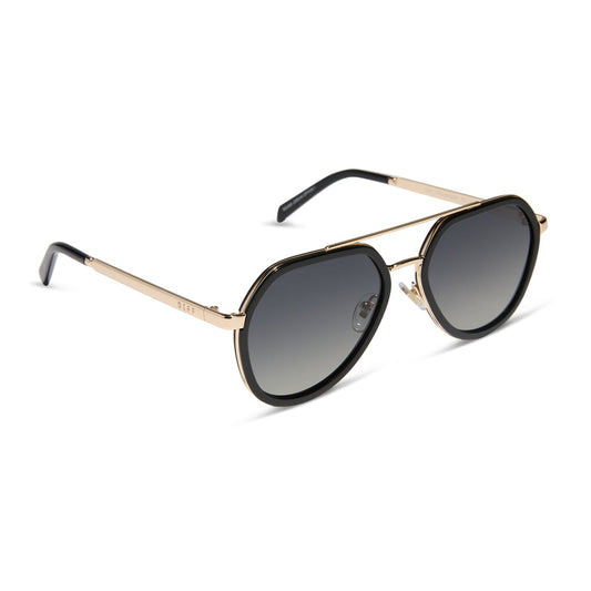JOEY - BLACK + GOLD METAL + GREY GRADIENT + POLARIZED SUNGLASSES