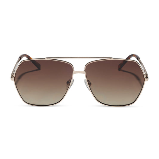 MAUDE - GOLD + BROWN GRADIENT + POLARIZED + SUNGLASSES